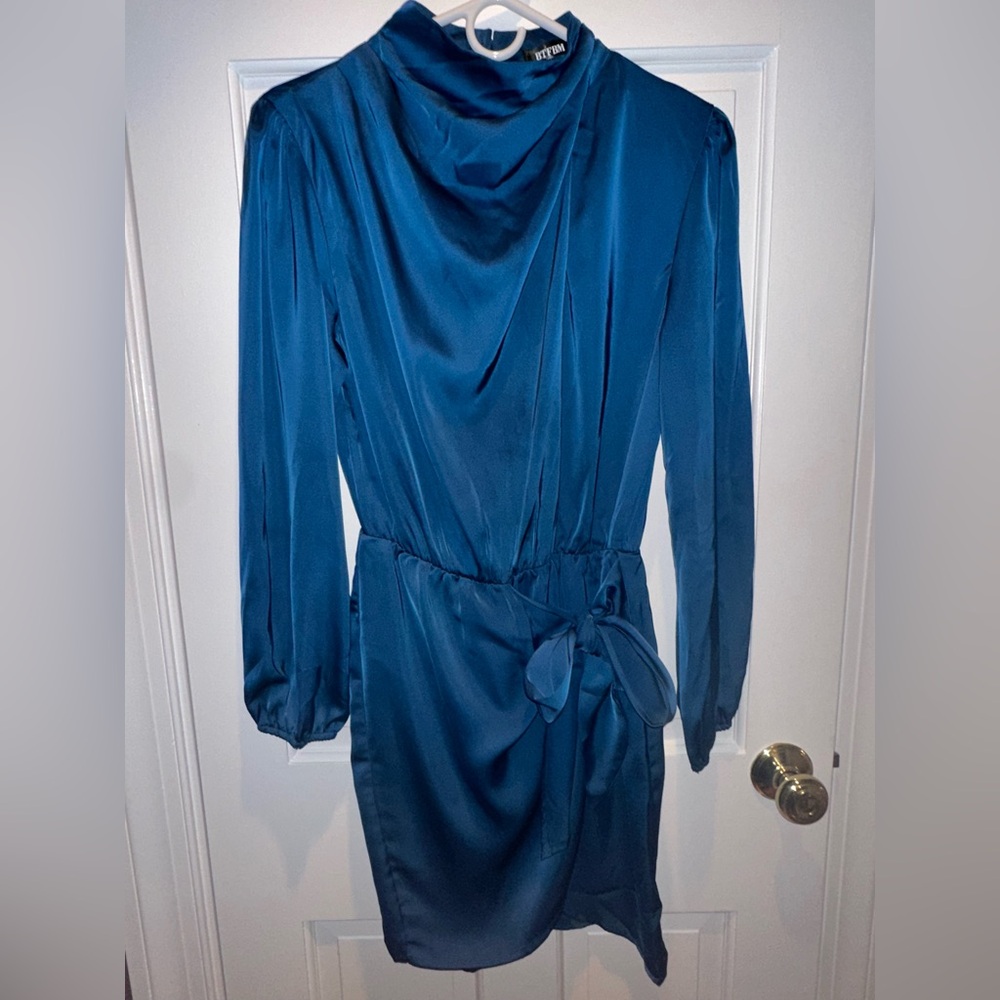 Elegant Blue Satin Mini Dress